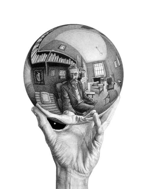 Mano con sefera riflettente